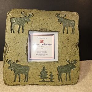 Rustic Home Interiors  Ceramic Picture Frame Moose Pine Trees